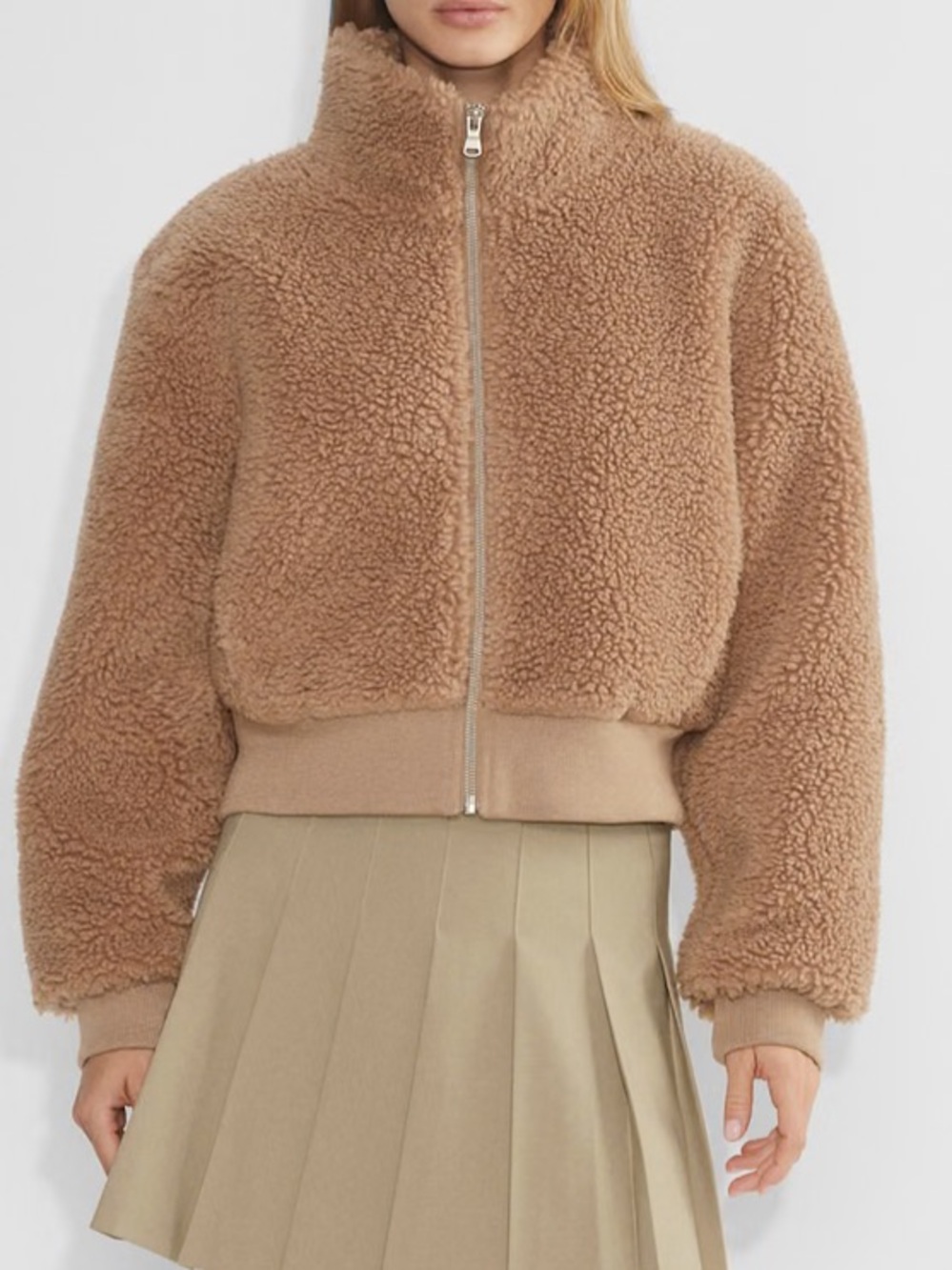 Aritzia Wilfred Free The Teddy Jacket Sanders Tan Women's Size Medium Sherpa